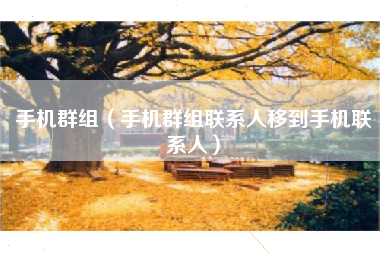手机群组（手机群组联系人移到手机联系人）