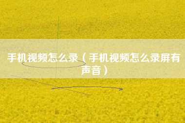 手机视频怎么录（手机视频怎么录屏有声音）