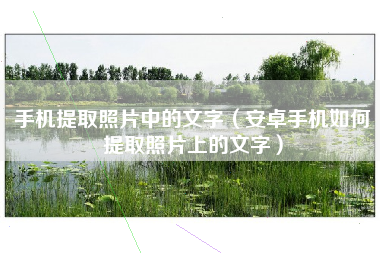 手机提取照片中的文字（安卓手机如何提取照片上的文字）