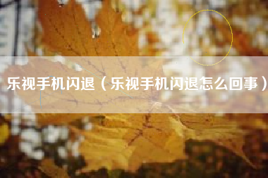 乐视手机闪退（乐视手机闪退怎么回事）