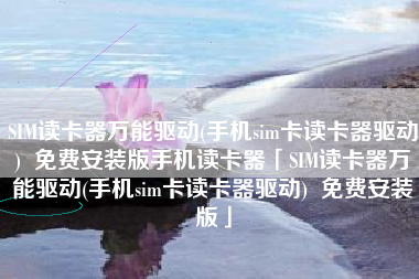 SIM读卡器万能驱动(手机sim卡读卡器驱动)  免费安装版手机读卡器「SIM读卡器万能驱动(手机sim卡读卡器驱动)  免费安装版」