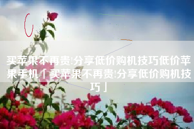买苹果不再贵!分享低价购机技巧低价苹果手机「买苹果不再贵!分享低价购机技巧」