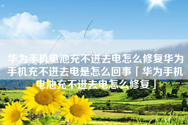 华为手机电池充不进去电怎么修复华为手机充不进去电是怎么回事「华为手机电池充不进去电怎么修复」