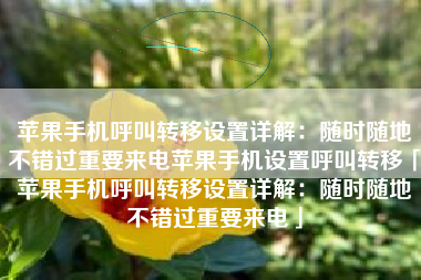 苹果手机呼叫转移设置详解：随时随地不错过重要来电苹果手机设置呼叫转移「苹果手机呼叫转移设置详解：随时随地不错过重要来电」