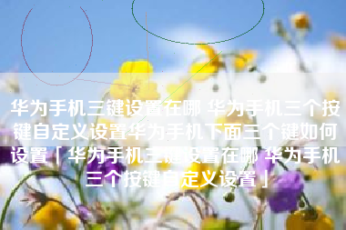 华为手机三键设置在哪 华为手机三个按键自定义设置华为手机下面三个键如何设置「华为手机三键设置在哪 华为手机三个按键自定义设置」