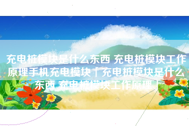 充电桩模块是什么东西 充电桩模块工作原理手机充电模块「充电桩模块是什么东西 充电桩模块工作原理」
