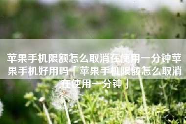 苹果手机限额怎么取消在使用一分钟苹果手机好用吗「苹果手机限额怎么取消在使用一分钟」