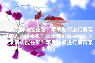 苹果录屏功能在哪？苹果如何进行屏幕录制？苹果手机怎么录制屏幕视频「苹果录屏功能在哪？苹果如何进行屏幕录制？」
