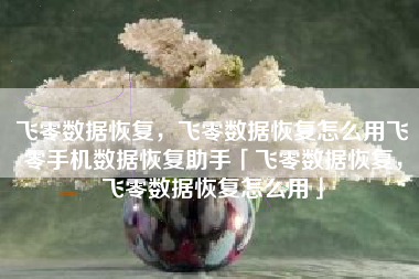 飞零数据恢复，飞零数据恢复怎么用飞零手机数据恢复助手「飞零数据恢复，飞零数据恢复怎么用」