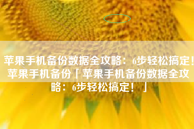 苹果手机备份数据全攻略：6步轻松搞定！苹果手机备份「苹果手机备份数据全攻略：6步轻松搞定！」