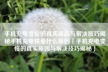 手机充电变慢的真实原因与解决技巧揭秘手机充电慢是什么原因「手机充电变慢的真实原因与解决技巧揭秘」