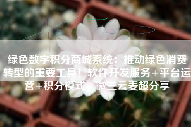 绿色数字积分商城系统：推动绿色消费转型的重要工具！软件开发服务+平台运营+积分模式，微三云麦超分享