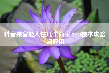 抖音来客能入住几个商家 2024技术攻略!超好用