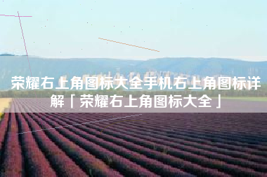 荣耀右上角图标大全手机右上角图标详解「荣耀右上角图标大全」
