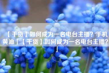 【干货】如何成为一名电台主播？手机黄油「【干货】如何成为一名电台主播？」
