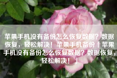 苹果手机没有备份怎么恢复数据？数据恢复，轻松解决！苹果手机备份「苹果手机没有备份怎么恢复数据？数据恢复，轻松解决！」