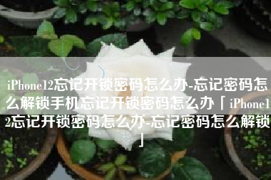 iPhone12忘记开锁密码怎么办-忘记密码怎么解锁手机忘记开锁密码怎么办「iPhone12忘记开锁密码怎么办-忘记密码怎么解锁」