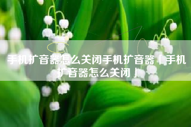 手机扩音器怎么关闭手机扩音器「手机扩音器怎么关闭」