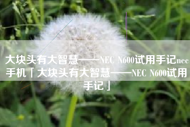 大块头有大智慧——NEC N600试用手记nec手机「大块头有大智慧——NEC N600试用手记」