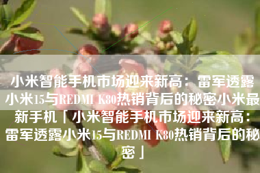 小米智能手机市场迎来新高：雷军透露小米15与REDMI K80热销背后的秘密小米最新手机「小米智能手机市场迎来新高：雷军透露小米15与REDMI K80热销背后的秘密」
