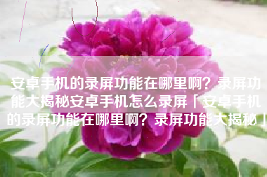 安卓手机的录屏功能在哪里啊？录屏功能大揭秘安卓手机怎么录屏「安卓手机的录屏功能在哪里啊？录屏功能大揭秘」