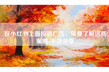 在小红书上面投放广告，需要了解这些策略-干货分享