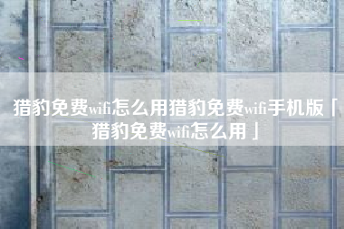 猎豹免费wifi怎么用猎豹免费wifi手机版「猎豹免费wifi怎么用」 猎豹免费wifi怎么用猎豹免费wifi手机版「猎豹免费wifi怎么用」