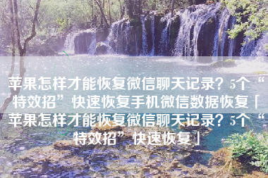 苹果怎样才能恢复微信聊天记录？5个“特效招”快速恢复手机微信数据恢复「苹果怎样才能恢复微信聊天记录？5个“特效招”快速恢复」