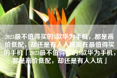 2023最不值得买的3款华为手机，都是高价低配，却还是有人入坑现在最值得买的手机「2023最不值得买的3款华为手机，都是高价低配，却还是有人入坑」