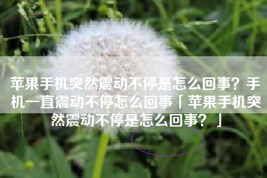 苹果手机突然震动不停是怎么回事？手机一直震动不停怎么回事「苹果手机突然震动不停是怎么回事？」