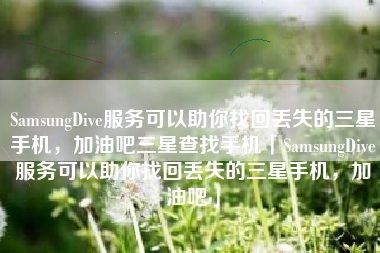 SamsungDive服务可以助你找回丢失的三星手机，加油吧三星查找手机「SamsungDive服务可以助你找回丢失的三星手机，加油吧」