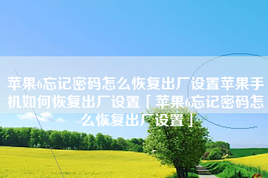 苹果6忘记密码怎么恢复出厂设置苹果手机如何恢复出厂设置「苹果6忘记密码怎么恢复出厂设置」