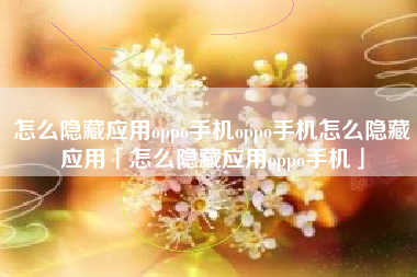 怎么隐藏应用oppo手机oppo手机怎么隐藏应用「怎么隐藏应用oppo手机」