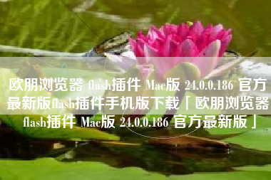 欧朋浏览器 flash插件 Mac版 24.0.0.186 官方最新版flash插件手机版下载「欧朋浏览器 flash插件 Mac版 24.0.0.186 官方最新版」