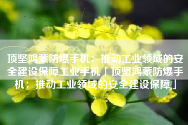 顶坚鸿蒙防爆手机：推动工业领域的安全建设保障工业手机「顶坚鸿蒙防爆手机：推动工业领域的安全建设保障」