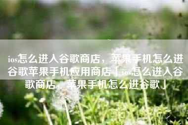 ios怎么进入谷歌商店，苹果手机怎么进谷歌苹果手机应用商店「ios怎么进入谷歌商店，苹果手机怎么进谷歌」