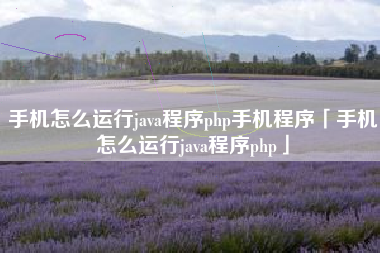 手机怎么运行java程序php手机程序「手机怎么运行java程序php」