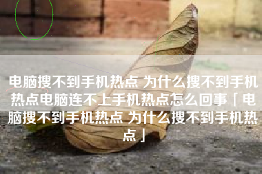 电脑搜不到手机热点 为什么搜不到手机热点电脑连不上手机热点怎么回事「电脑搜不到手机热点 为什么搜不到手机热点」