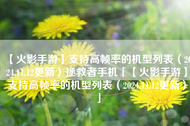 【火影手游】支持高帧率的机型列表（2024.11.12更新）拯救者手机「【火影手游】支持高帧率的机型列表（2024.11.12更新）」