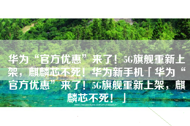 华为“官方优惠”来了！5G旗舰重新上架，麒麟芯不死！华为新手机「华为“官方优惠”来了！5G旗舰重新上架，麒麟芯不死！」