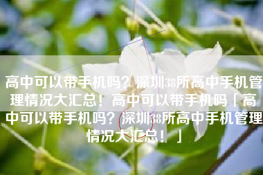 高中可以带手机吗？深圳38所高中手机管理情况大汇总！高中可以带手机吗「高中可以带手机吗？深圳38所高中手机管理情况大汇总！」