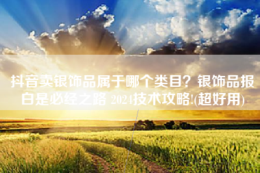 抖音卖银饰品属于哪个类目？银饰品报白是必经之路 2024技术攻略!(超好用)