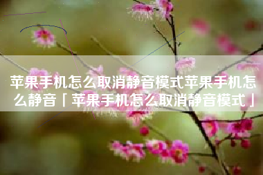 苹果手机怎么取消静音模式苹果手机怎么静音「苹果手机怎么取消静音模式」