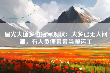 星光大道多位冠军现状：大多已无人问津，有人负债累累当搬运工