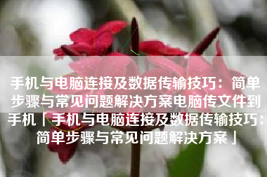 手机与电脑连接及数据传输技巧：简单步骤与常见问题解决方案电脑传文件到手机「手机与电脑连接及数据传输技巧：简单步骤与常见问题解决方案」