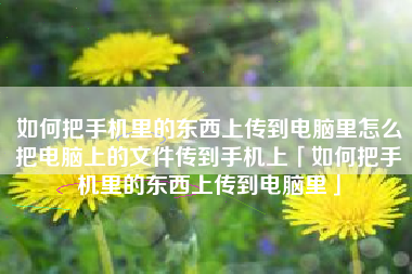 如何把手机里的东西上传到电脑里怎么把电脑上的文件传到手机上「如何把手机里的东西上传到电脑里」