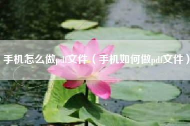 手机怎么做pdf文件（手机如何做pdf文件）