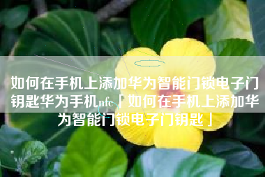 如何在手机上添加华为智能门锁电子门钥匙华为手机nfc「如何在手机上添加华为智能门锁电子门钥匙」