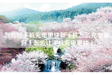 怎么让手机充电更快新手机怎么充电最好「怎么让手机充电更快」