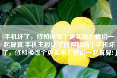 手机坏了，修和换哪个更实惠？我们一起算算!手机主板坏了值得修吗「手机坏了，修和换哪个更实惠？我们一起算算!」